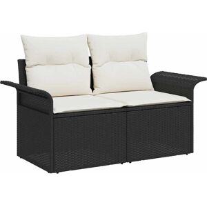 Garden Sofa with Cushion Black 141 x 62 x 69cm Poly Rattan Vidaxl Garden Sofa with Cushion Black 141 x 62 x 69cm Poly Rattan Vidaxl