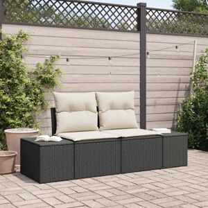 Garden Sofa with Cushion Black 123 x 62 x 69cm Poly Rattan Vidaxl Garden Sofa with Cushion Black 123 x 62 x 69cm Poly Rattan Vidaxl