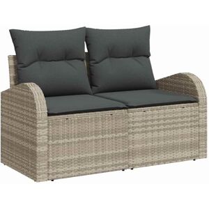 Garden Sofa with Cushion Light Grey 124 x 62 x 69cm Poly Rattan Vidaxl Garden Sofa with Cushion Light Grey 124 x 62 x 69cm Poly Rattan Vidaxl