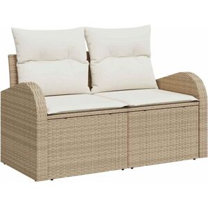 Garden Sofa with Cushion Beige 124 x 62 x 69cm Poly Rattan Vidaxl Garden Sofa with Cushion Beige 124 x 62 x 69cm Poly Rattan Vidaxl