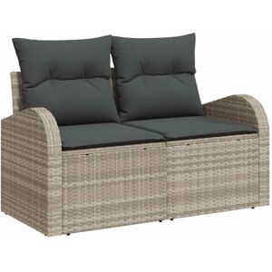 Garden Sofa with Cushion Light Grey 124 x 62 x 69cm Poly Rattan Vidaxl Garden Sofa with Cushion Light Grey 124 x 62 x 69cm Poly Rattan Vidaxl