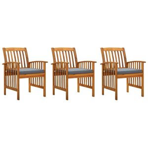Vidaxl - Garden Dining Chairs 3 pcs with Cushions Solid Acacia Wood Vidaxl - Garden Dining Chairs 3 pcs with Cushions Solid Acacia Wood