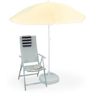 RELAXDAYS 2-piece parasol set, parasol Ø 180 cm, height-adjustable, tiltable, polyester, parasol base, light yellow/white RELAXDAYS 2-piece parasol set, parasol Ø 180 cm, height-adjustable, tiltable, polyester, parasol base, light yellow/white