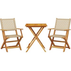 3 Piece Bistro Set Beige Poly Rattan and Solid Wood Vidaxl 3 Piece Bistro Set Beige Poly Rattan and Solid Wood Vidaxl