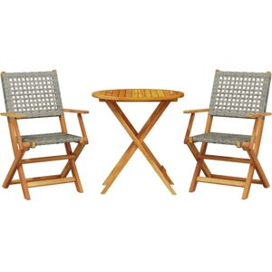 3 Piece Bistro Set Grey Poly Rattan and Solid Wood Vidaxl 3 Piece Bistro Set Grey Poly Rattan and Solid Wood Vidaxl