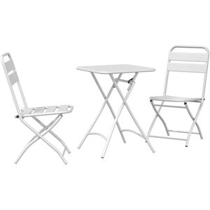 Bistro Set 3 pcs White Steel vidaXL Bistro Set 3 pcs White Steel vidaXL