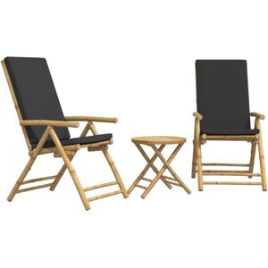 vidaXL Outdoor Furniture Set - 3208938, Bamboo, Dark Grey vidaXL Outdoor Furniture Set - 3208938, Bamboo, Dark Grey