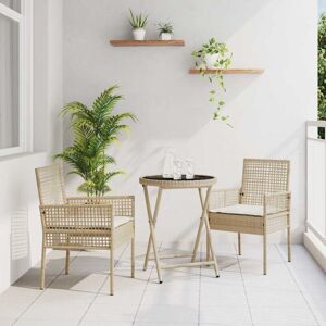 Garden Bistro Set 3 pcs Beige Poly rattan Vidaxl Garden Bistro Set 3 pcs Beige Poly rattan Vidaxl