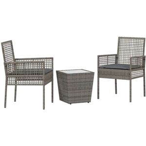 Garden Bistro Set 3 pcs Grey Poly rattan Vidaxl Garden Bistro Set 3 pcs Grey Poly rattan Vidaxl