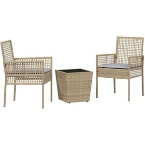 Garden Bistro Set 3 pcs Beige Poly rattan Vidaxl Garden Bistro Set 3 pcs Beige Poly rattan Vidaxl
