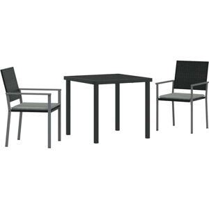 Garden Dining Set 3 pcs Black Poly rattan Vidaxl Garden Dining Set 3 pcs Black Poly rattan Vidaxl