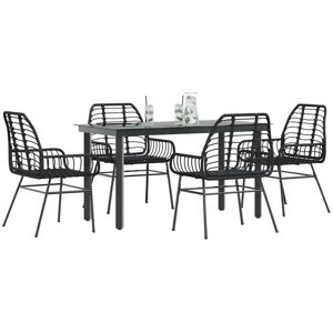 5 Piece Garden Dining Set Black Poly Rattan Glass Vidaxl 5 Piece Garden Dining Set Black Poly Rattan Glass Vidaxl