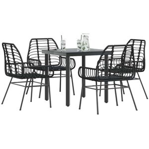 5 Piece Garden Dining Set Black Poly Rattan Glass Vidaxl 5 Piece Garden Dining Set Black Poly Rattan Glass Vidaxl