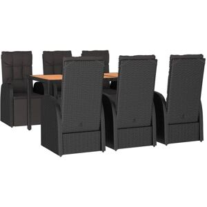 7 Piece Garden Dining Set Black Poly Rattan&Solid Wood Acacia Vidaxl 7 Piece Garden Dining Set Black Poly Rattan&Solid Wood Acacia Vidaxl