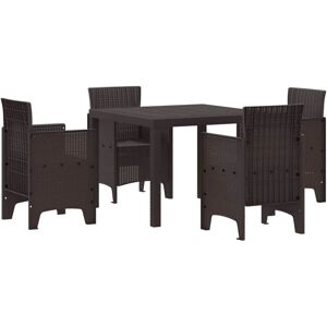 Garden Dining Set 5 pcs Brown Polt rattan Vidaxl Garden Dining Set 5 pcs Brown Polt rattan Vidaxl