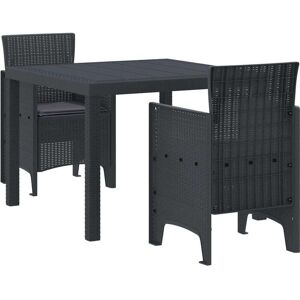 Garden Dining Set 3 pcs Anthracite Polt rattan Vidaxl Garden Dining Set 3 pcs Anthracite Polt rattan Vidaxl