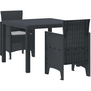 Garden Dining Set 3 pcs Anthracite Polt rattan Vidaxl Garden Dining Set 3 pcs Anthracite Polt rattan Vidaxl