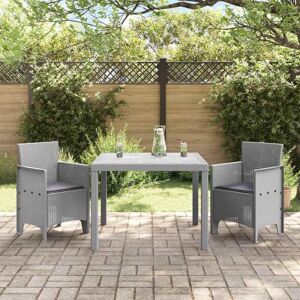 Garden Dining Set 3 pcs Light Grey Polt rattan Vidaxl Garden Dining Set 3 pcs Light Grey Polt rattan Vidaxl