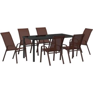 Garden Dining Set 7 pcs Brown Textilene and steel Vidaxl Garden Dining Set 7 pcs Brown Textilene and steel Vidaxl