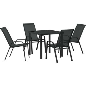 Garden Dining Set 5 pcs Black Textilene and steel Vidaxl Garden Dining Set 5 pcs Black Textilene and steel Vidaxl