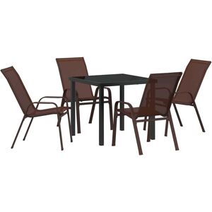 Garden Dining Set 5 pcs Brown Textilene and steel Vidaxl Garden Dining Set 5 pcs Brown Textilene and steel Vidaxl