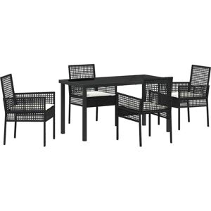 Garden Dining Set with Cushion 5 pcs Black Poly rattan Vidaxl Garden Dining Set with Cushion 5 pcs Black Poly rattan Vidaxl
