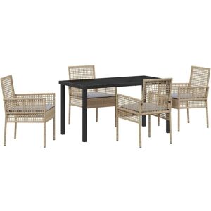 Garden Dining Set with Cushion 5 pcs Beige Poly rattan Vidaxl Garden Dining Set with Cushion 5 pcs Beige Poly rattan Vidaxl
