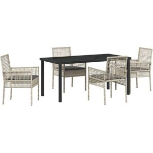 Vidaxl - Garden Dining Set with Cushion 5 pcs Light Grey Poly rattan Vidaxl - Garden Dining Set with Cushion 5 pcs Light Grey Poly rattan