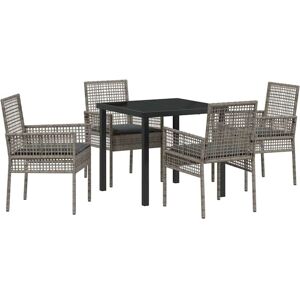 Garden Dining Set with Cushion 5 pcs Grey Poly rattan vidaXL Garden Dining Set with Cushion 5 pcs Grey Poly rattan vidaXL