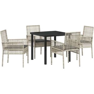 Vidaxl - Garden Dining Set with Cushion 5 pcs Light Grey Poly rattan Vidaxl - Garden Dining Set with Cushion 5 pcs Light Grey Poly rattan