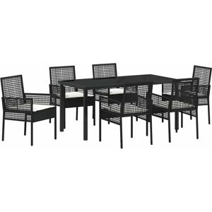 Garden Dining Set with Cushion 7 pcs Black Poly rattan Vidaxl Garden Dining Set with Cushion 7 pcs Black Poly rattan Vidaxl