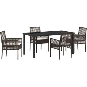 Garden Dining Set with Cushion 5 pcs Brown Poly rattan Vidaxl Garden Dining Set with Cushion 5 pcs Brown Poly rattan Vidaxl