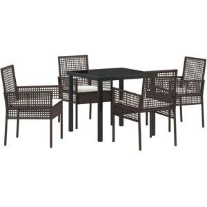 Garden Dining Set with Cushion 5 pcs Brown Poly rattan Vidaxl Garden Dining Set with Cushion 5 pcs Brown Poly rattan Vidaxl