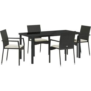 Garden Dining Set with Cushion 5 pcs Black Poly rattan Vidaxl Garden Dining Set with Cushion 5 pcs Black Poly rattan Vidaxl