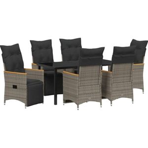 Garden Dining Set with Cushion 7 pcs Grey Poly rattan Vidaxl Garden Dining Set with Cushion 7 pcs Grey Poly rattan Vidaxl