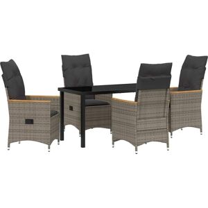 Garden Dining Set with Cushion 5 pcs Grey Poly rattan Vidaxl Garden Dining Set with Cushion 5 pcs Grey Poly rattan Vidaxl