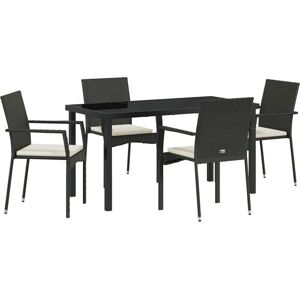 Garden Dining Set with Cushion 5 pcs Black Poly rattan Vidaxl Garden Dining Set with Cushion 5 pcs Black Poly rattan Vidaxl