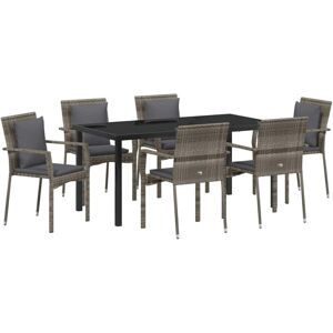 Garden Dining Set with Cushion 7 pcs Grey Poly rattan Vidaxl Garden Dining Set with Cushion 7 pcs Grey Poly rattan Vidaxl