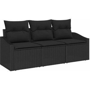 vidaXL Garden Sofa Set Black Rattan Fabric - Garden Sofa Set vidaXL Garden Sofa Set Black Rattan Fabric - Garden Sofa Set
