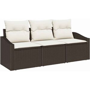 Garden Sofa Set with Cushion with Storage 3 pcs Brown, Cream Vidaxl Garden Sofa Set with Cushion with Storage 3 pcs Brown, Cream Vidaxl