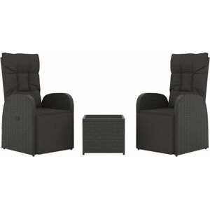 3 Piece Garden Lounge Set Black Poly Rattan&Steel Vidaxl 3 Piece Garden Lounge Set Black Poly Rattan&Steel Vidaxl