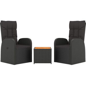 3 Piece Garden Lounge Set Black Poly Rattan&Solid Wood Acacia Vidaxl 3 Piece Garden Lounge Set Black Poly Rattan&Solid Wood Acacia Vidaxl