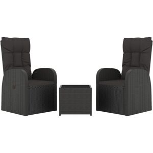 3 Piece Garden Lounge Set Black Poly Rattan&Steel Vidaxl 3 Piece Garden Lounge Set Black Poly Rattan&Steel Vidaxl