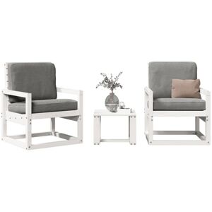 3 Piece Garden Lounge Set White Solid Wood Pine vidaXL 3 Piece Garden Lounge Set White Solid Wood Pine vidaXL