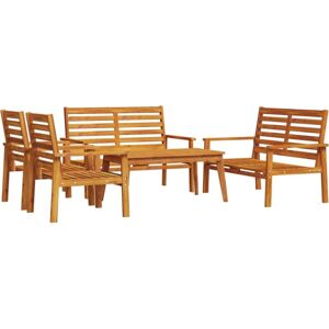 vidaXL Outdoor Furniture Set - 2 Chairs, 2 Benches & Table - Brown - Outdoor furniture set vidaXL Outdoor Furniture Set - 2 Chairs, 2 Benches & Table - Brown - Outdoor furniture set