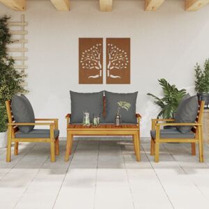 Vidaxl - 4 Piece Garden Lounge Set with Cushions Solid Wood Acacia Vidaxl - 4 Piece Garden Lounge Set with Cushions Solid Wood Acacia
