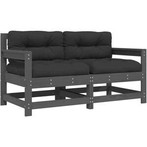 Vidaxl - Garden Chairs with Cushions 2 pcs Grey Solid Wood Pine Vidaxl - Garden Chairs with Cushions 2 pcs Grey Solid Wood Pine