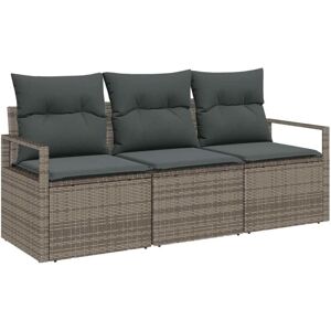 Vidaxl - Garden Sofa Set 3 pcs Grey Poly Rattan, Powder-Coated Steel Vidaxl - Garden Sofa Set 3 pcs Grey Poly Rattan, Powder-Coated Steel