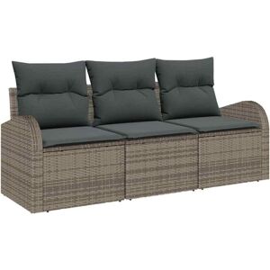 Garden Sofa Set with Cushion 3 pcs Grey Poly rattan Vidaxl Garden Sofa Set with Cushion 3 pcs Grey Poly rattan Vidaxl
