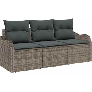 Garden Sofa Set with Cushion 3 pcs Grey Poly rattan Vidaxl Garden Sofa Set with Cushion 3 pcs Grey Poly rattan Vidaxl